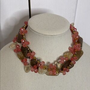 Vintage Barse Cherry Quartz & Rutilated Quartz, 925 sterling silver  Necklace